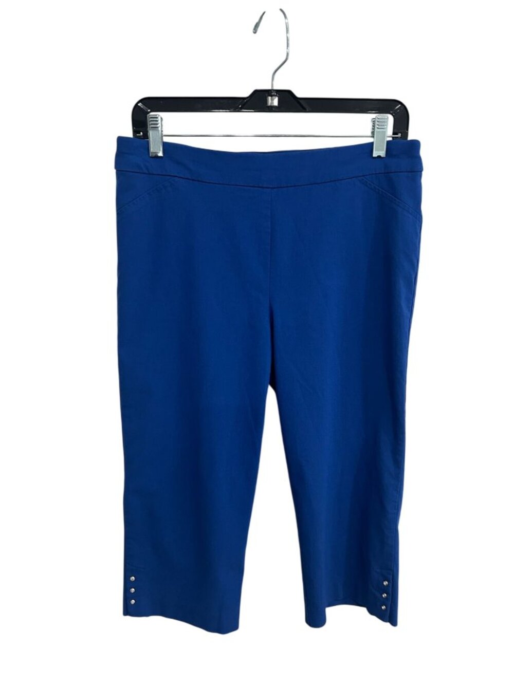 Counterparts 12P Blue Pull-On Capri Pants Button Accents Timeless Style